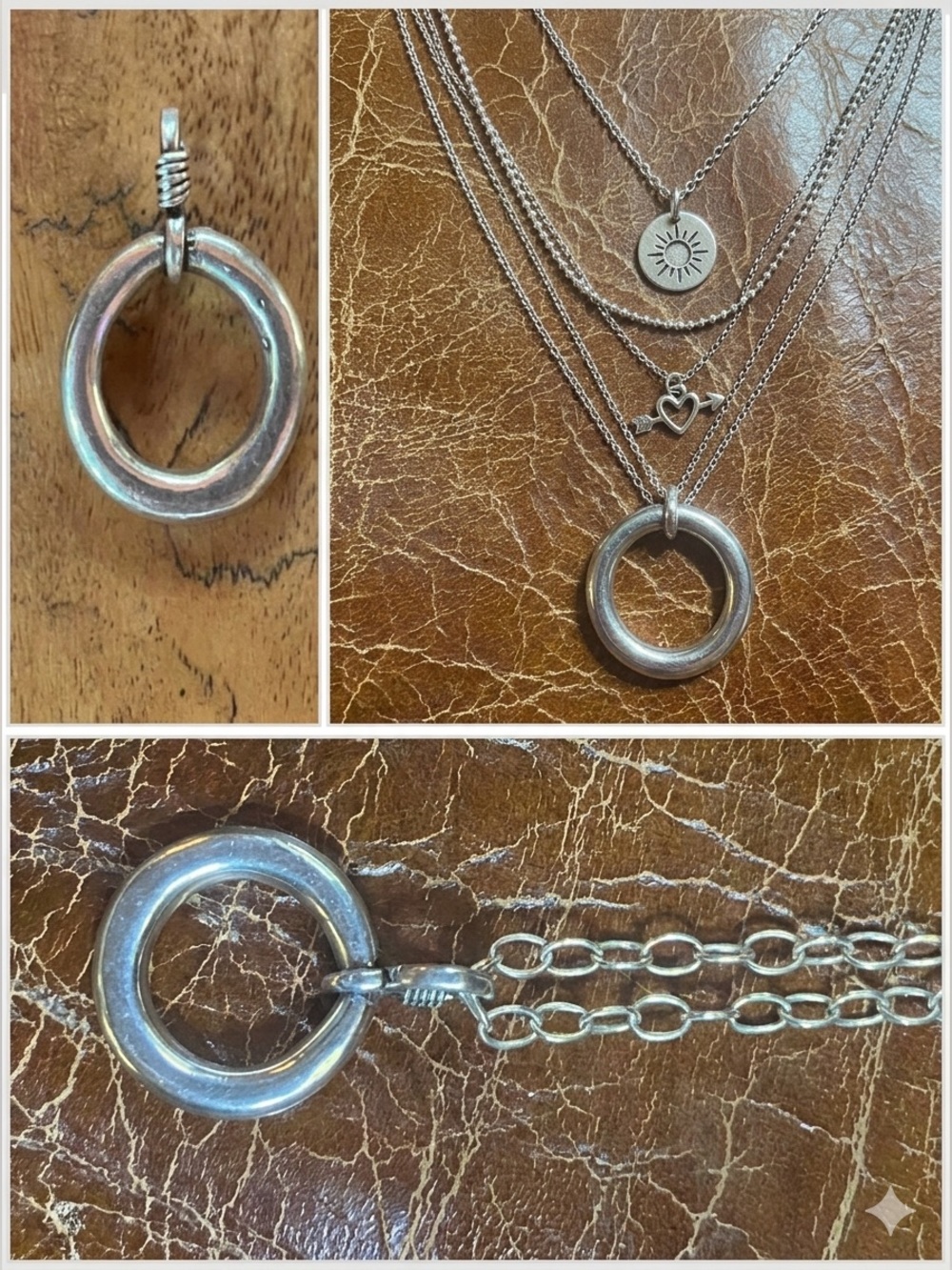 3/4” Sterling Silver Ring Pendant Solid 7.7 grams